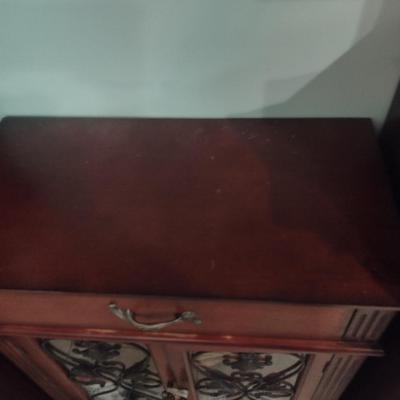 Wood Finish Storage Cabinet (No Contents)