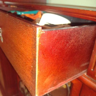 Wood Finish Storage Cabinet (No Contents)