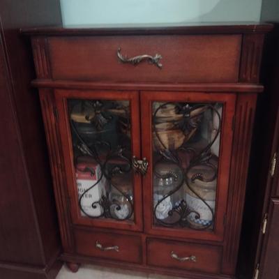 Wood Finish Storage Cabinet (No Contents)