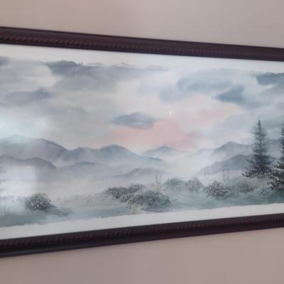 Original Painting by Ann Marie Bordner Framed Under Glass- Approx 34" x 15 1/2"