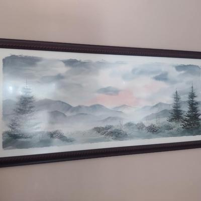 Original Painting by Ann Marie Bordner Framed Under Glass- Approx 34" x 15 1/2"