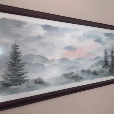 Original Painting by Ann Marie Bordner Framed Under Glass- Approx 34" x 15 1/2"