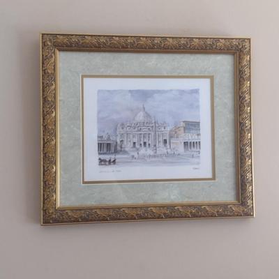 Framed Print of Basilica di San Pietro- Approx 15" x 17 1/2"