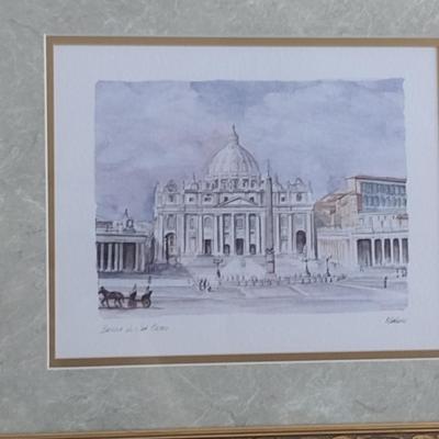 Framed Print of Basilica di San Pietro- Approx 15" x 17 1/2"