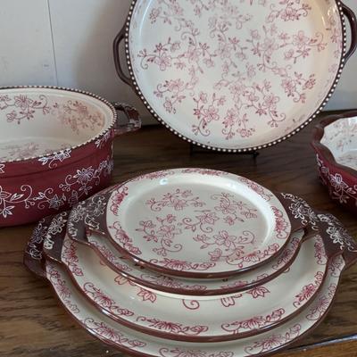 Temptations Red Floral Lace Serve Ware