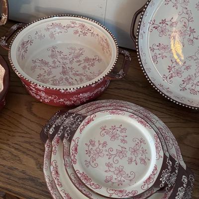 Temptations Red Floral Lace Serve Ware