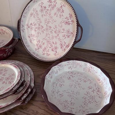 Temptations Red Floral Lace Serve Ware