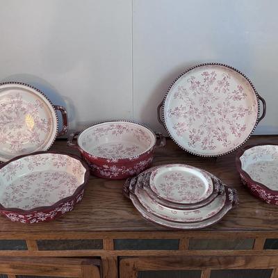 Temptations Red Floral Lace Serve Ware