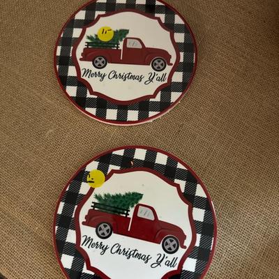 Lot of two Merry Christmas plates