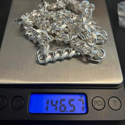 Miami Cuban Silver Chain 146.57 Fine New