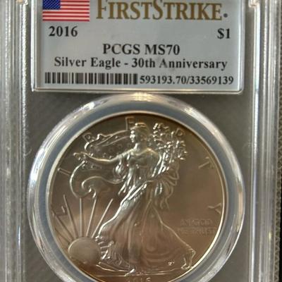 2016 MS70 PCGS FIRST STRIKE 30TH ANNIVERSARY SILVER