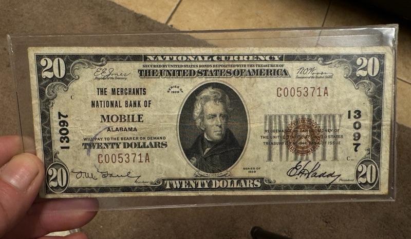 Large bill The MERCHANTS NATIONAL BANK OF MOBILE AL | EstateSales.org