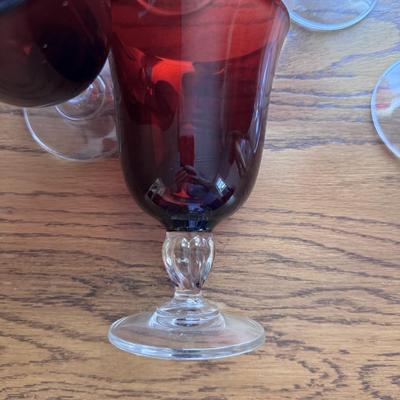 Vintage Cristal D’Arques-Durand Ruby Red Goblets- set of 6
