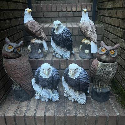 Garden Owl Decoys & Bald Eagle Statues (G-RG)
