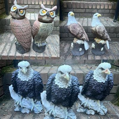 Garden Owl Decoys & Bald Eagle Statues (G-RG)