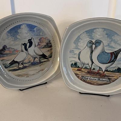 H. Eric Buri Original Hand Painted Plates- Vintage Folk Art