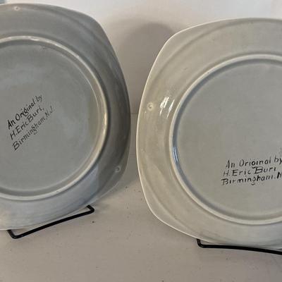 H. Eric Buri Original Hand Painted Plates- Vintage Folk Art