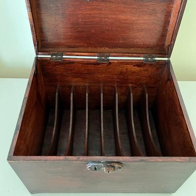 Antique Wooden Slotted Desktop Box