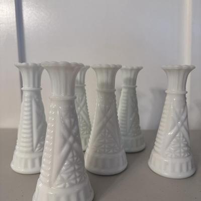 Vintage Milk Glass Bud Vases- Anchor Hocking