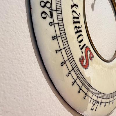Antique Enameled Metal Barometer Dial Face