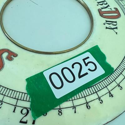Antique Enameled Metal Barometer Dial Face