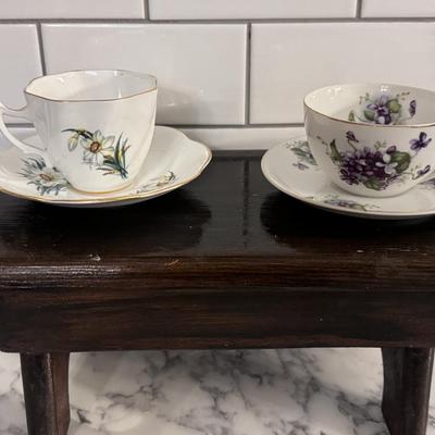Bone China Cups and Saucer Sets (shelf not included)
