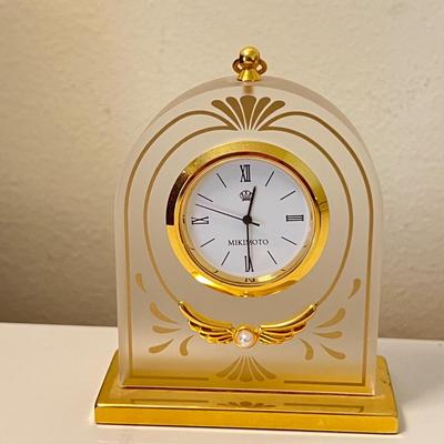 Mikimoto Pearl Accented Desk Table Small Clock