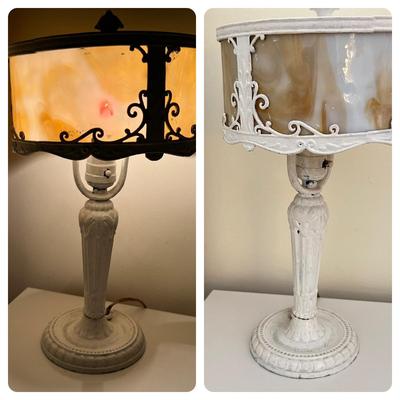 Vintage Glass Panel Desk Lamp