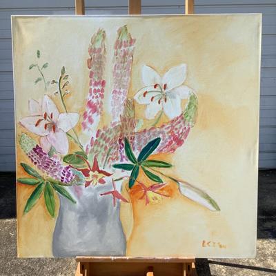 112 Lillies & Lupiness Bouquet Oil on Canvas by Ellen Into