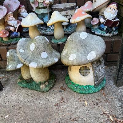 Toadstools & Gnome Statues Plus Planters (G-RG)
