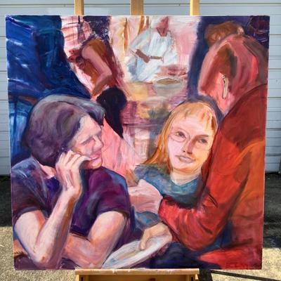 113 "Lee, Jeany, Kay Conversation" Oil on Canvas by Ellen Into