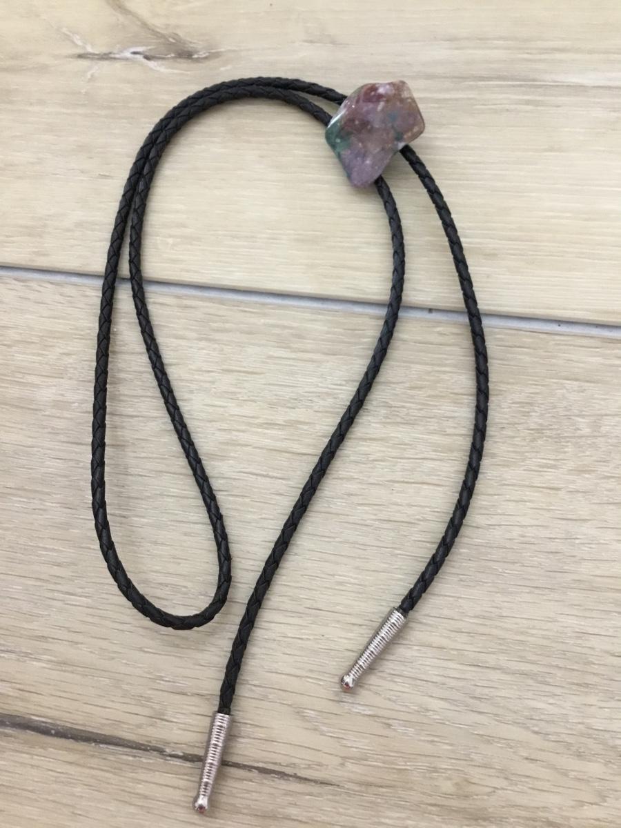 Cravatta Bolo Vintage Con Freccia E Pietra Malachite | Ciondolo In Metallo Placcato Argento | Cordino In Pelle Regolabile 1 Metro - 5