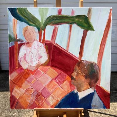 115 ""Brother & Sister" Conversation & Coffee 2004 Oil on Canvas by Ellen Into