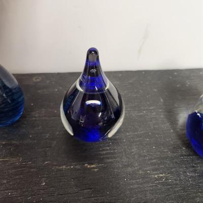 Candlesticks and paperweight lot