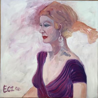 116 Morave Portrait of Woman 1990 Oil on Canvas by Ellen Into