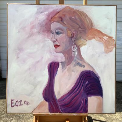 116 Morave Portrait of Woman 1990 Oil on Canvas by Ellen Into