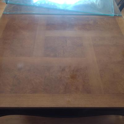 Wooden Dining Table with Glass Top