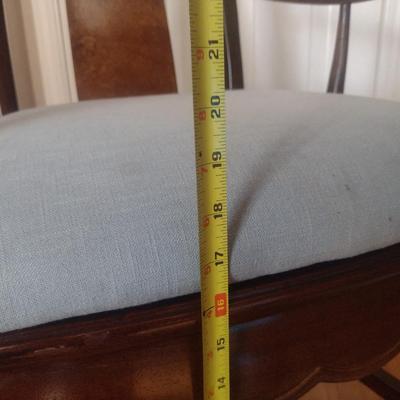 Set of Seven Wooden Dining Chairs with Upholstered Seats