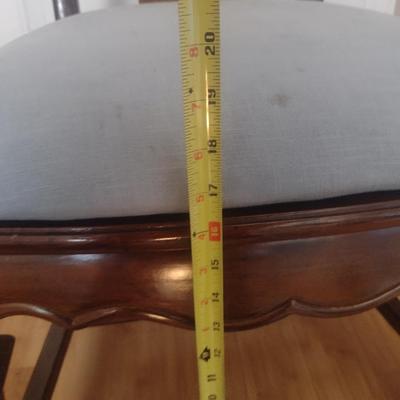 Set of Seven Wooden Dining Chairs with Upholstered Seats