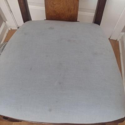 Set of Seven Wooden Dining Chairs with Upholstered Seats