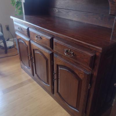 Wooden Buffet with Hutch Top (No Contents)