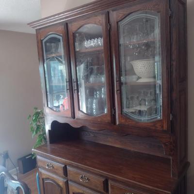 Wooden Buffet with Hutch Top (No Contents)