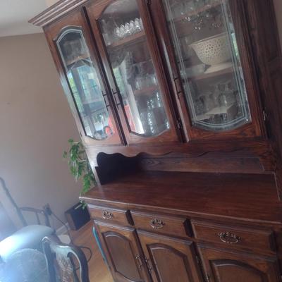 Wooden Buffet with Hutch Top (No Contents)
