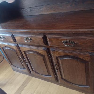 Wooden Buffet with Hutch Top (No Contents)