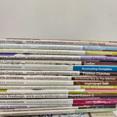 Stack of embroidery disks (plastic cases)