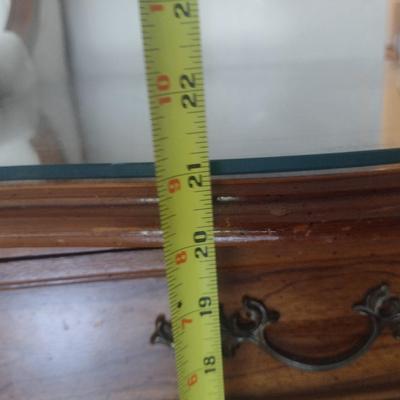 Bassett Wood Finish Side Table with Storage Drawer and Glass Top (Choice A)