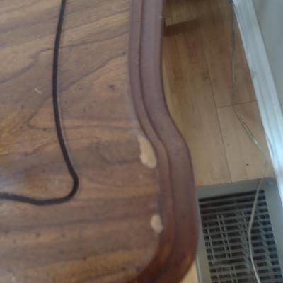 Bassett Wood Finish Side Table with Storage Drawer and Glass Top (Choice A)