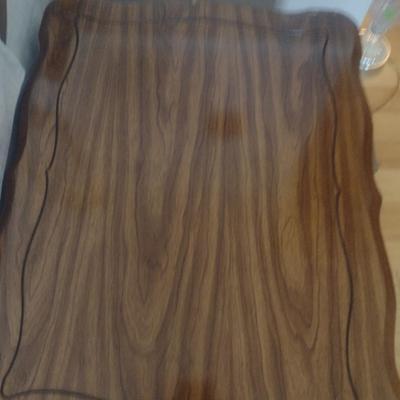 Bassett Wood Finish Side Table with Storage Drawer and Glass Top (Choice B)