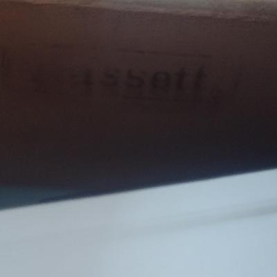 Bassett Wood Finish Side Table with Storage Drawer and Glass Top (Choice B)