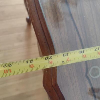 Bassett Wood Finish Side Table with Storage Drawer and Glass Top (Choice B)